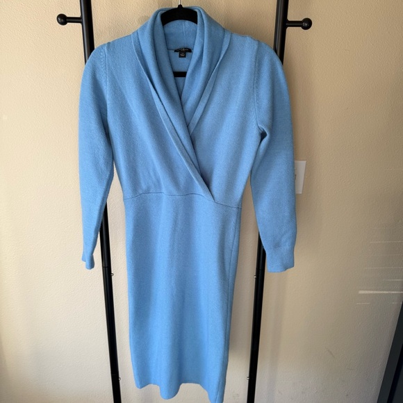 Ann Taylor Sky Blue Cowl Neck Sweater Dress - Picture 2 of 4